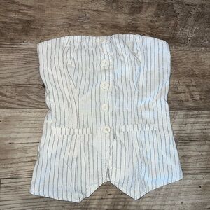 Wild Fable Pinstripe Cream and Grey Button Down Strapless Tube Top